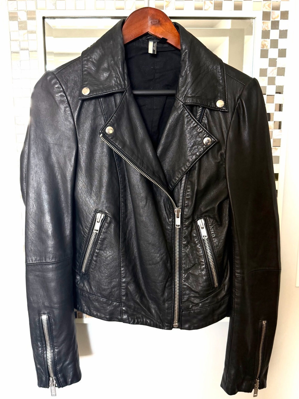 Topshop Genuine Leather Moto Jacket